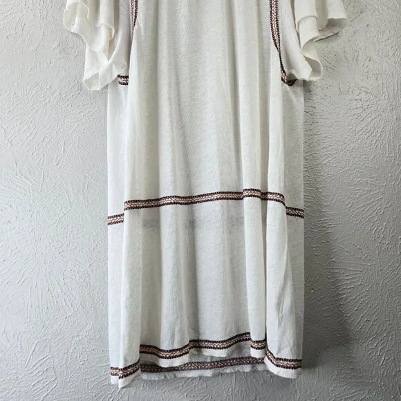 Garnet Hill Shift Sz Dress XL White Organic Linen Southwestern Boho Relaxed Fit - Picture 5 of 12